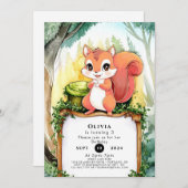 Invitation Anniversaire coloré de l'écureuil pastel (Devant / Derrière)