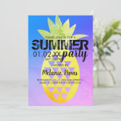 Invitation Anniversaire coloré de l'été Beach Party Ananas (Debout devant)