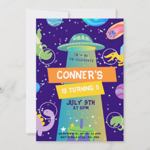 Invitation Anniversaire coloré de Little Dino Space