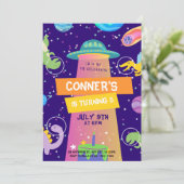 Invitation Anniversaire coloré de Little Dino Space (Debout devant)