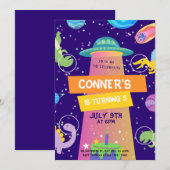 Invitation Anniversaire coloré de Little Dino Space (Devant / Derrière)