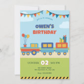 Invitation Anniversaire coloré du train (Devant)