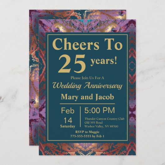 Invitation Anniversaire coloré élégant (Devant / Derrière)