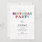 Invitation Anniversaire coloré Fête Confetti Anniversaire (Devant)
