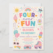 Invitation Anniversaire Coloré Quatre-Fois Fun (Devant)