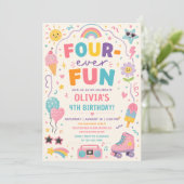 Invitation Anniversaire Coloré Quatre-Fois Fun (Debout devant)