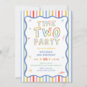 Invitation anniversaire colorée Time Two Party (Devant)