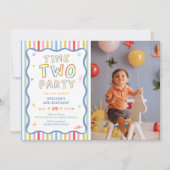 Invitation anniversaire colorée Time Two Party (Devant)