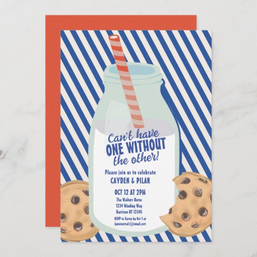 Invitation Anniversaire combiné au lait et au biscuit (Devant / Derrière)