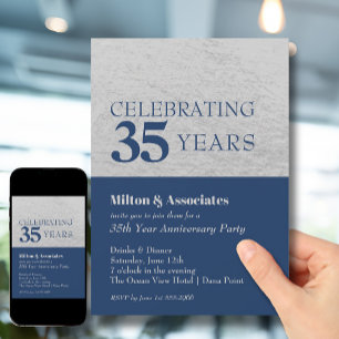 Invitation Anniversaire commercial Marine Argent