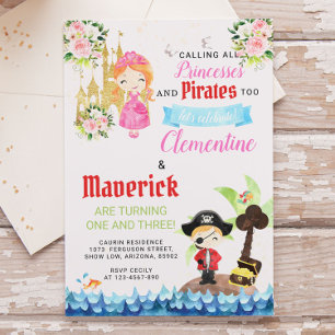 Invitation Anniversaire commun de frères et sœurs sur le thèm