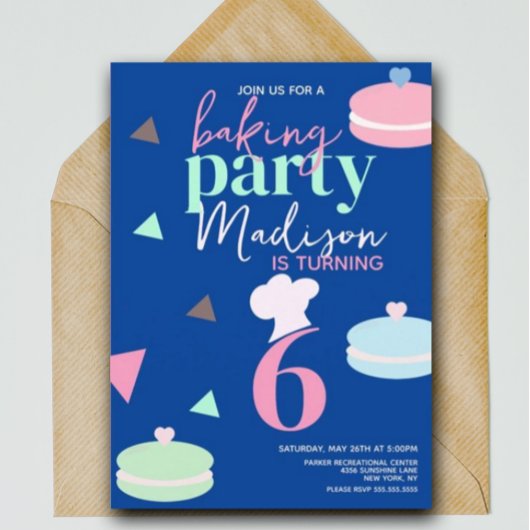 Invitation anniversaire confettis Macaron Mignon