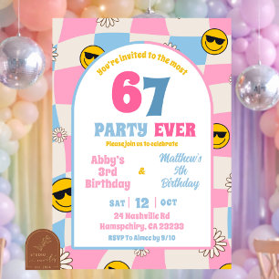 Invitation anniversaire conjoint 67 à carreaux ros