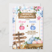 Invitation Anniversaire conjoint Blue Pink Carreaux patch de (Devant)