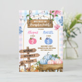 Invitation Anniversaire conjoint Blue Pink Carreaux patch de (Debout devant)