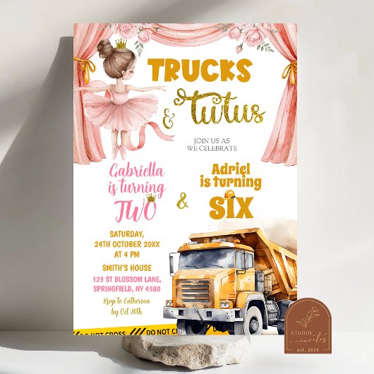 Invitation Anniversaire conjoint Camions et Tutus