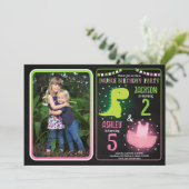 Invitation Anniversaire conjoint de dinosaure et de tutu pour (Debout devant)