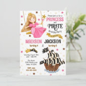 Invitation Anniversaire conjoint de frères et soeurs princess (Debout devant)