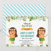 Invitation Anniversaire conjoint des filles ou des jumelles d (Devant / Derrière)