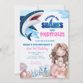Invitation Anniversaire conjoint d'été de sirène et de requin (Devant)