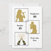 Invitation Anniversaire conjoint Double plaisir Noir Or (Devant)