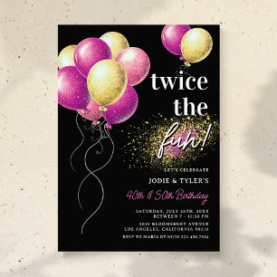Invitation Anniversaire conjoint double rose et or