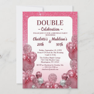 Invitation Anniversaire Conjoint Fête Féminin Rose Blanc