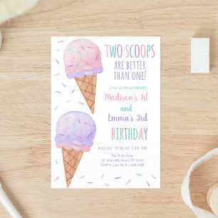 Invitation Anniversaire Conjoint Gâteau Glace Deux Boules Ros