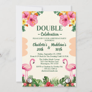 Invitation Anniversaire conjoint hawaïen tropical floral colo
