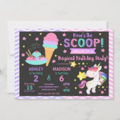 Invitation Anniversaire conjoint Licorne & Crème glacée | Fêt (Devant)