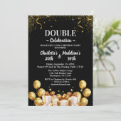 Invitation Anniversaire conjoint moderne noir et or (Debout devant)