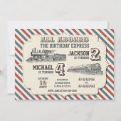 Invitation Anniversaire conjoint train vintage (Devant)
