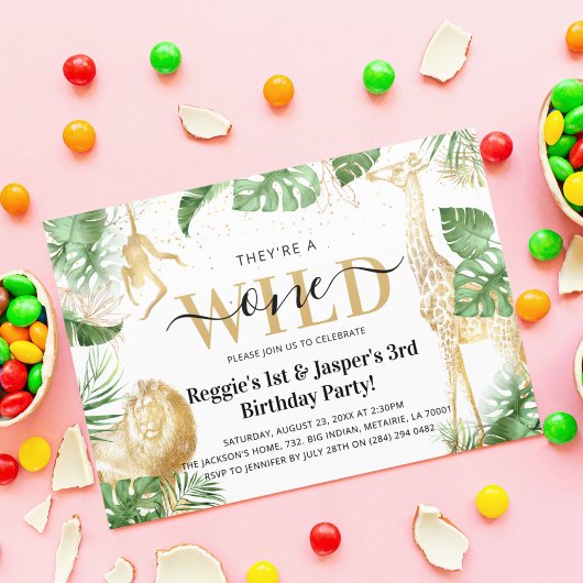 Invitation Anniversaire conjoint Wild One Jungle Verdure & Or