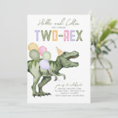 Invitation Anniversaire conjointe à deux Rex Dinos (Debout devant)