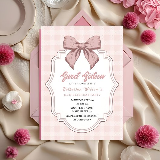 Invitation Anniversaire Coquette Blush & Bows