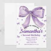 Invitation anniversaire Coquette Bow Violet (Devant / Derrière)