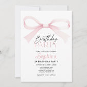Invitation Anniversaire, Coquette Rose Bow Anniver (Devant)