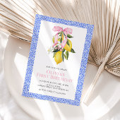 Invitation Anniversaire Coquette Rose Citron prépa avec nœud