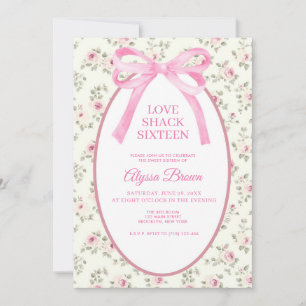 Invitation anniversaire coquette Sweet 16 ruban ro