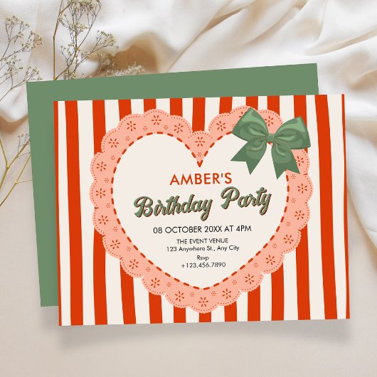 Invitation Anniversaire coquette vintage
