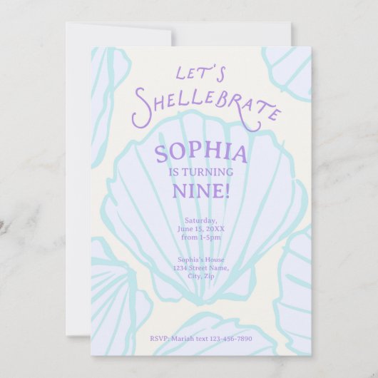 Invitation Anniversaire Coquillage Tendance (Devant)