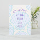 Invitation Anniversaire Coquillage Tendance (Debout devant)