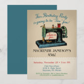 Invitation Anniversaire Coudre Coudre Coudre Craft (Devant / Derrière)