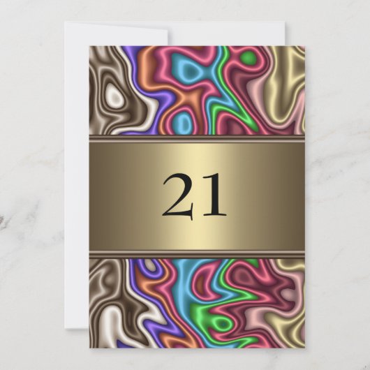 Invitation Anniversaire Couleurs Abstraites Faux S (Devant)