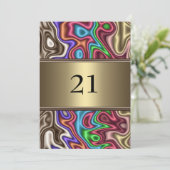 Invitation Anniversaire Couleurs Abstraites Faux S (Debout devant)