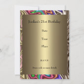 Invitation Anniversaire Couleurs Abstraites Faux S (Dos)