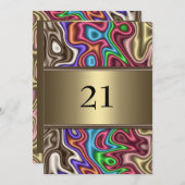 Invitation Anniversaire Couleurs Abstraites Faux S (Devant / Derrière)