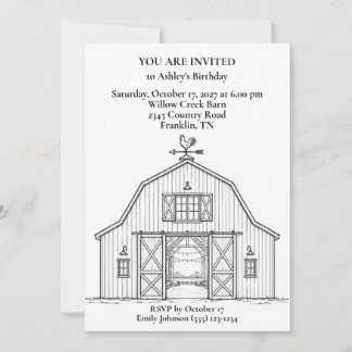 Invitation Anniversaire Country Noir et Blanc