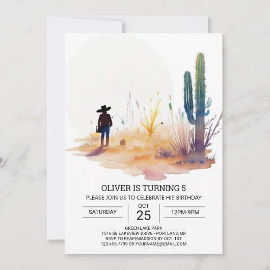 Invitation Anniversaire Cowboy Boho Numérique (Devant)