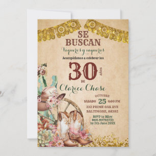 Invitation Anniversaire Cowboy Floral Boho Country Western